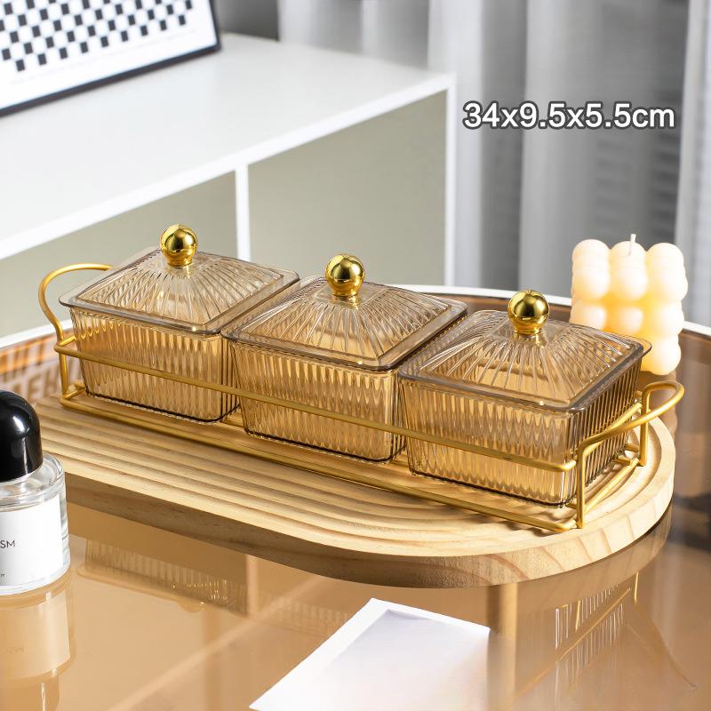 Plastic Dried Fruit Dish for Home Living Room Snack Plate Snack Snack Fruit Plate Display Plate Divided Candy with Lid