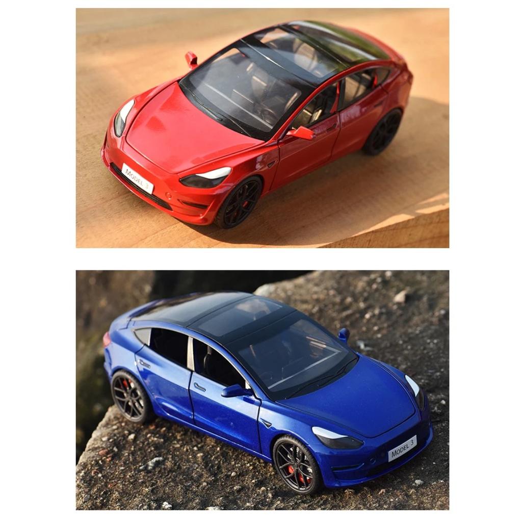 1/24 Tesla Model 3 Alloy Die Cast Car Model Simulation Sound and Light Children's Toy Car Gift Collection Boy Game Vehicle