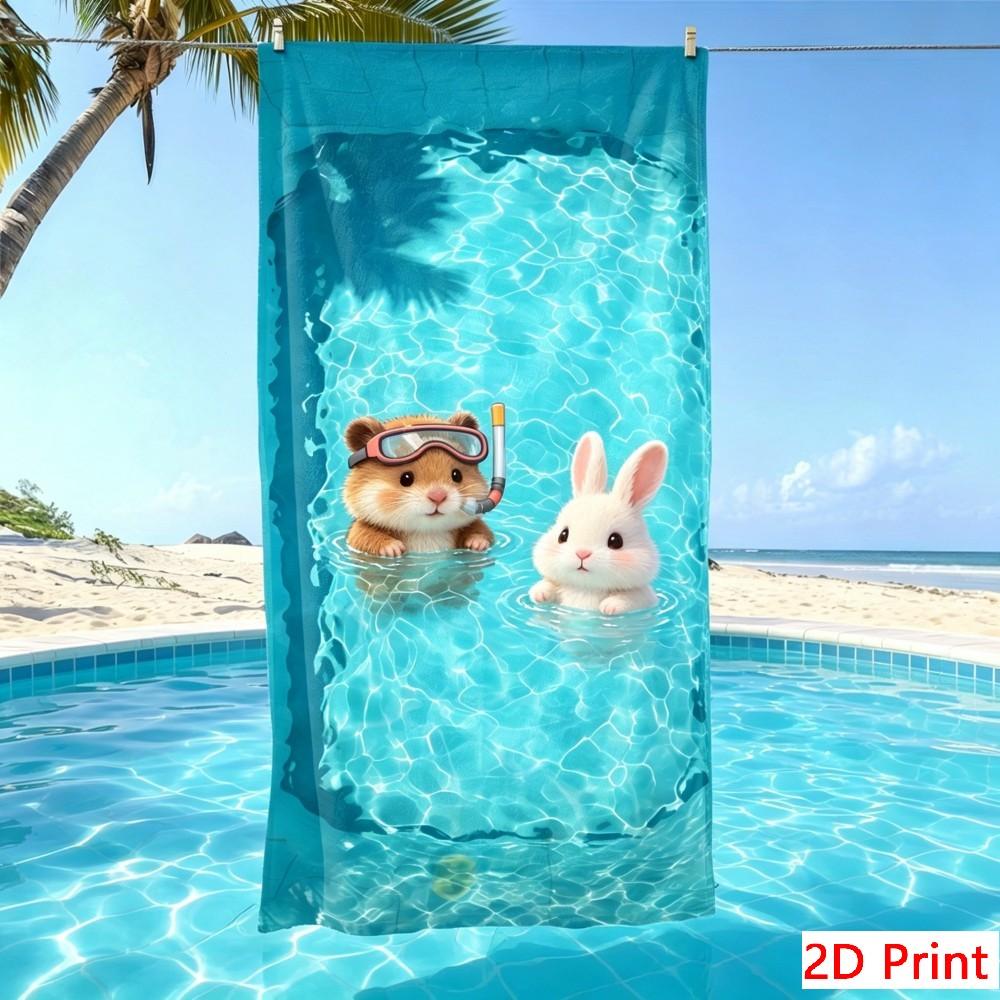 Microfiber Beach Towel No Sand Quick-Dry Pool Towels Bubu And Dudu Cartoon Travel Bath Mat Lightweight Large Swimming Blanket