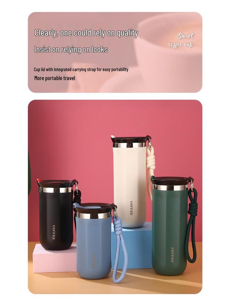 304 Stainless Steel Double-Layer Vacuum Thermos with Lanyard – Portable Outdoor Sports Coffee and Water Bottle