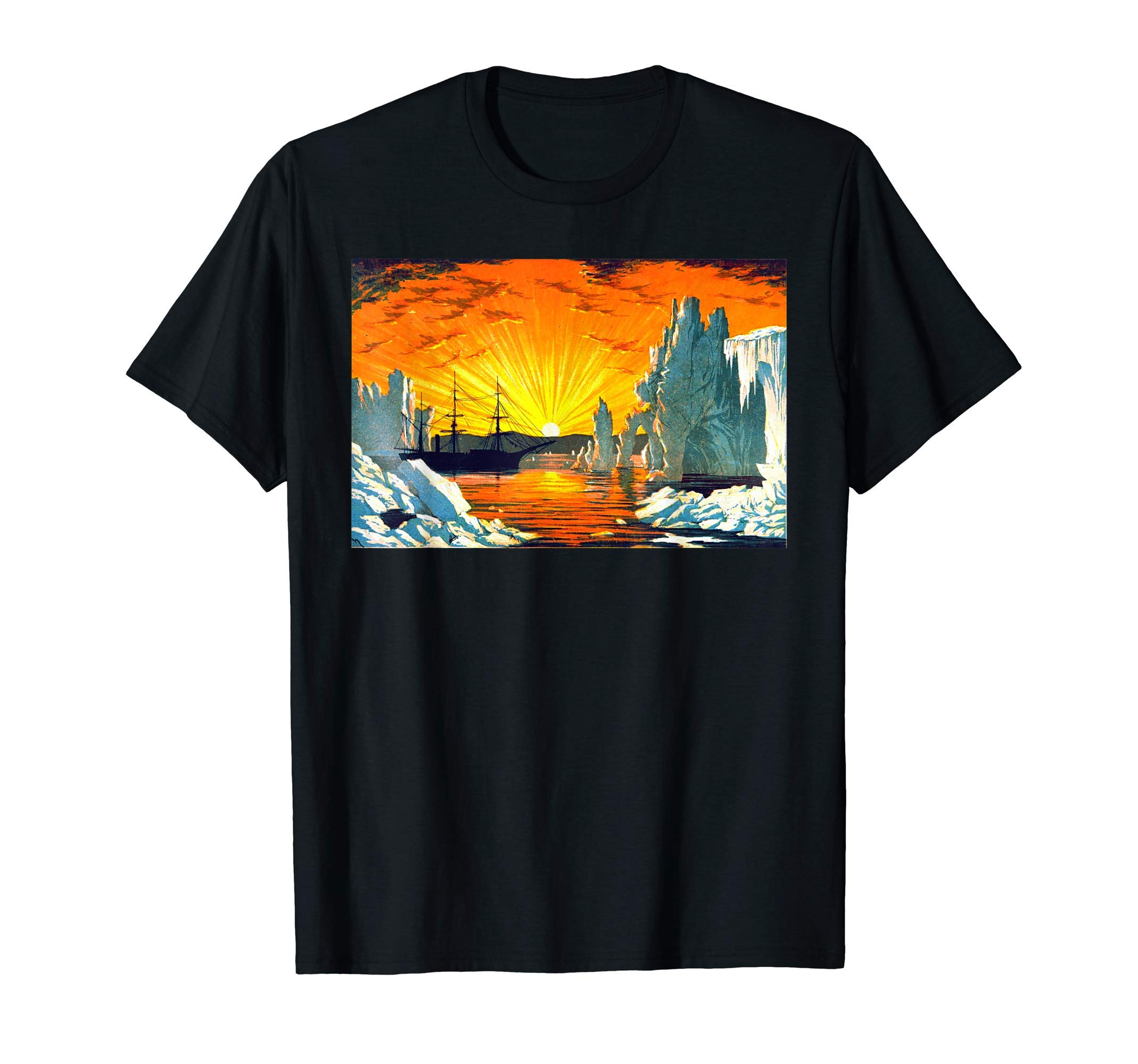 

Футболка Sunset Iceberg Iceberg Sheet Ship Schooner Sun Beam