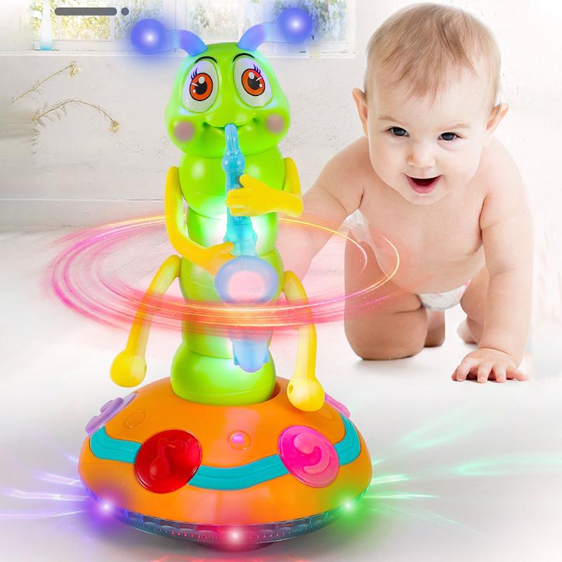 Electric Singing & Dancing Caterpillar with Saxophone - Educational Baby Toy with Lights