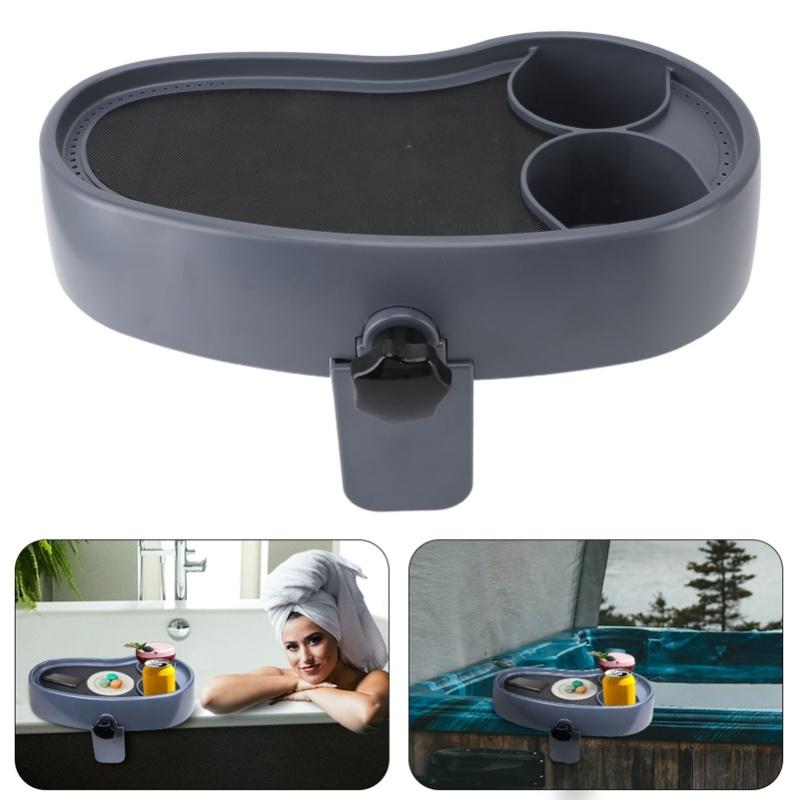 Hot Tub Tray Adjustable Plastic Anti Slip With Cup Holder Hot Tub Serving Tray For Beverage Books Food