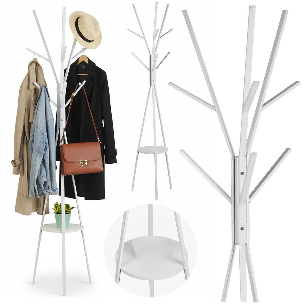 Standing Metal Clothes Rack With Shelf Massido