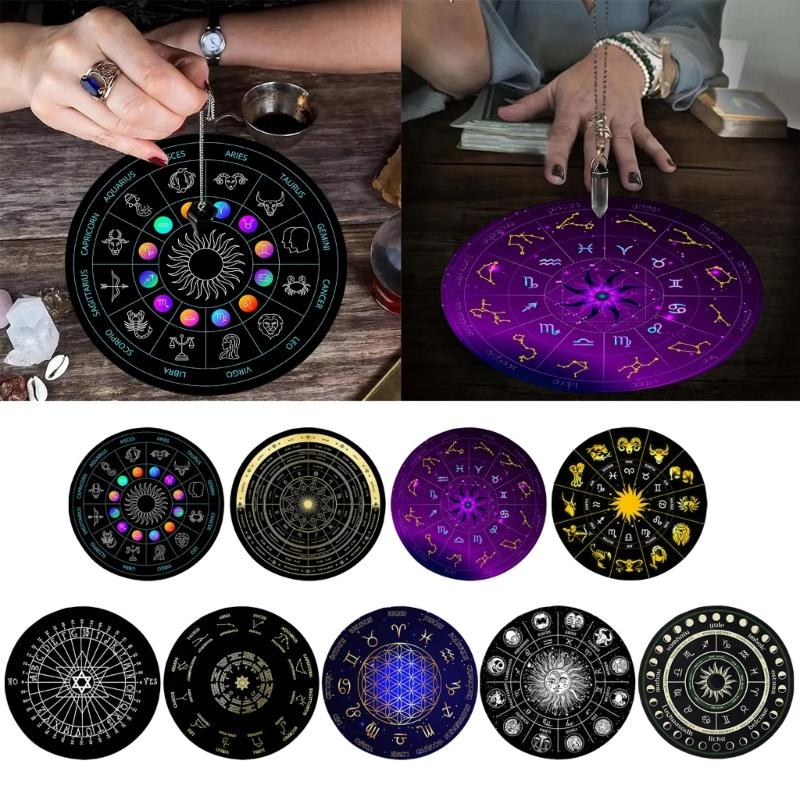 Metaphysical Message Board Mat Witchcraft Fortune Telling Altar Board Divinations Pendulum Board Round Dowsing Board
