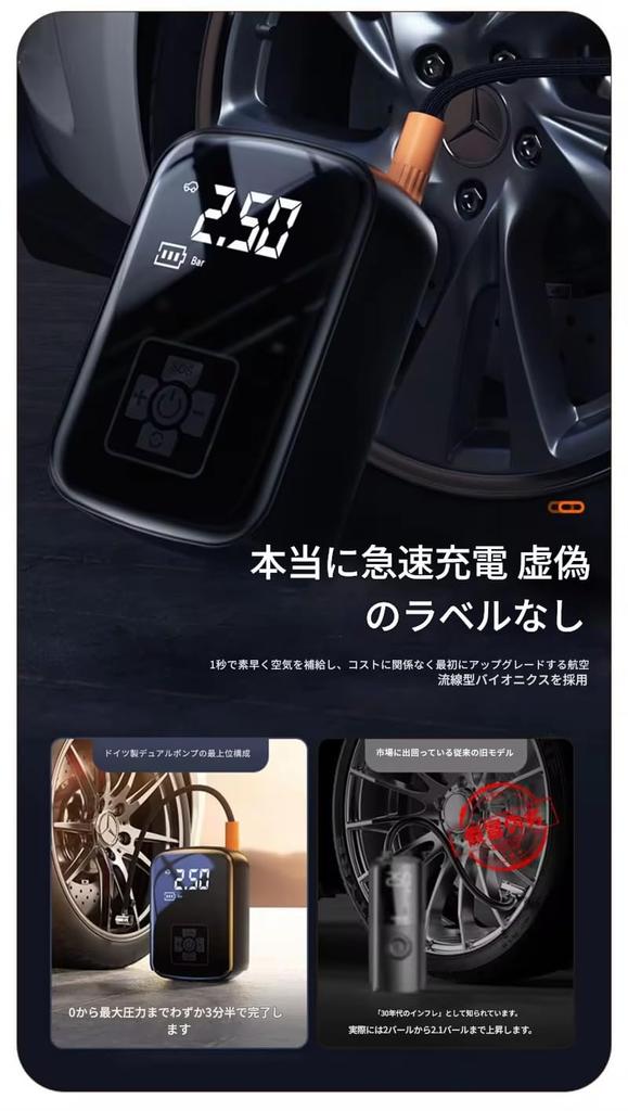 Zmart LEIBOO Wired/Wireless Car Air Compressor, 150 PSI, Portable Electric Tire Inflator Pump for Motorcycles, Bicycles, and Automobile Tire Balls