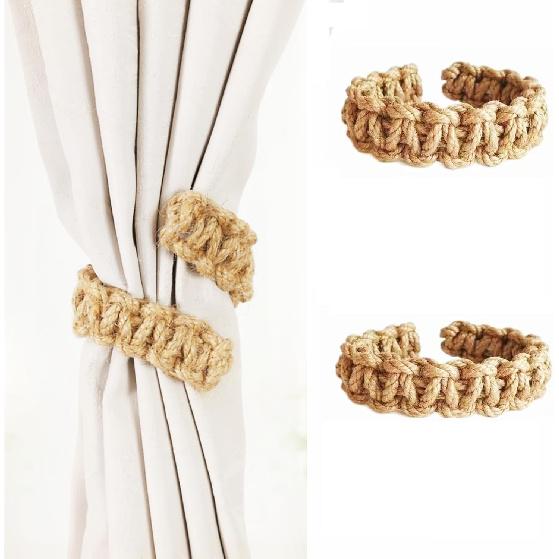 Curtain Tiebacks, Boho Decor Holdback Farmhouse TieBacks for Blackout/Sheer Curta, Cute Flower Curtain Ties Decorative Rope for Bedroom Window