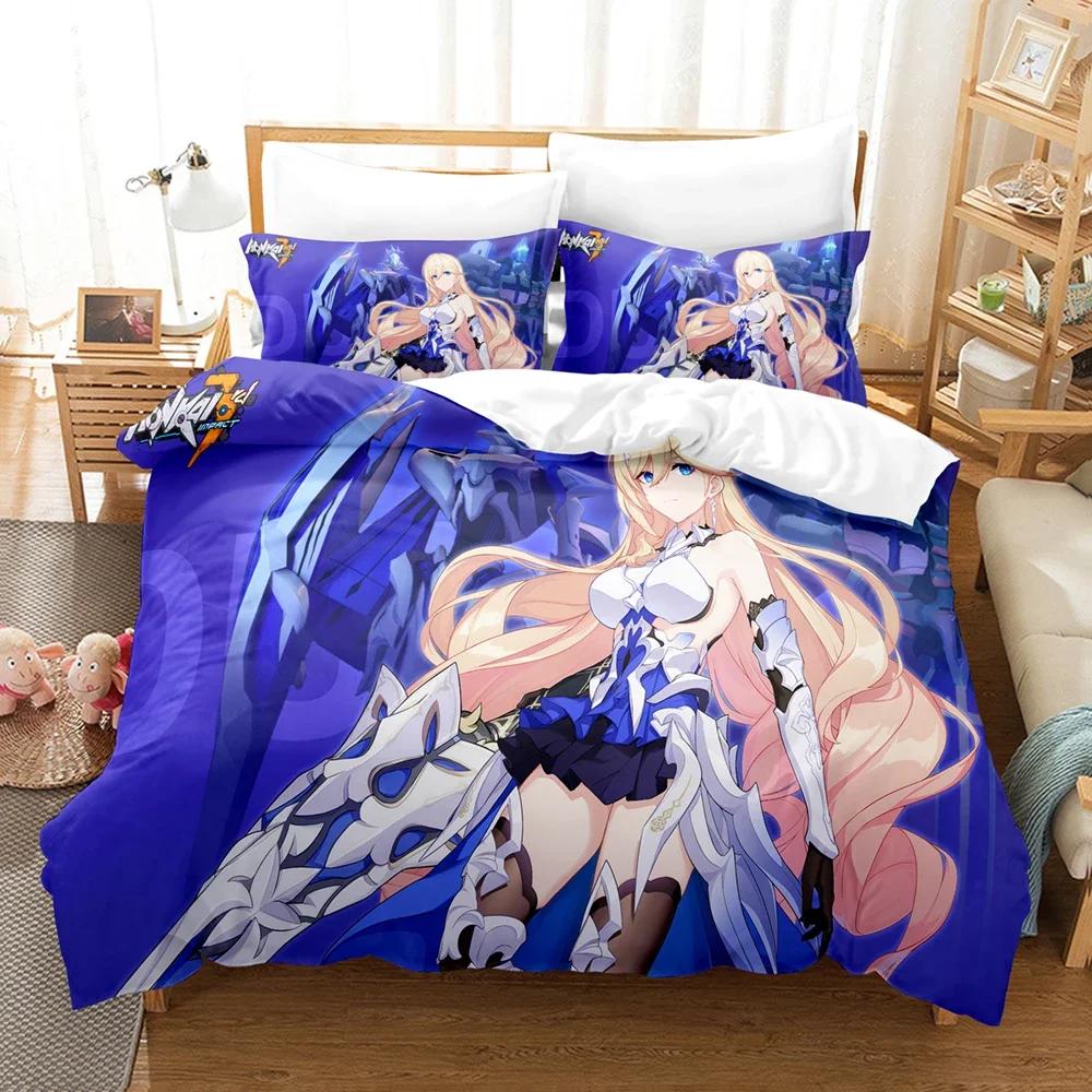 3D Anime Honkai Impact 3Rd Bedding Set Printed Decorative 2/3Pcs Duvet Cover Set Bedclothes Quilt Cover Home For Aldult Kid Teen
