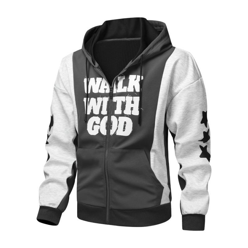 Повседневный спортивный универсальный кардиган с капюшоном контрастной строчкой модная толстовка с длинным рукавом и принтом куртка-топ S серый 3180₽