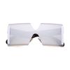 Fashion Gradient Square Rimless Sunglasses for Women Men Designer Trendy Blue Lens Oversize Sun Glasses UV  S61G