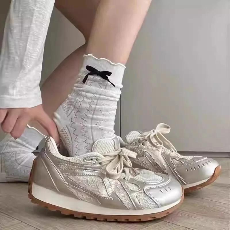 

Модные сетчатые кроссовки на полой платформе для женщин, дизайнерская повседневная спортивная обувь на мягкой подошве, женская мода класса люкс, Zapatos De Mujer 35