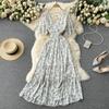 Sexy V-neck Floral Chiffon Beach Dress - Waist-Cinching Long Summer Fashion