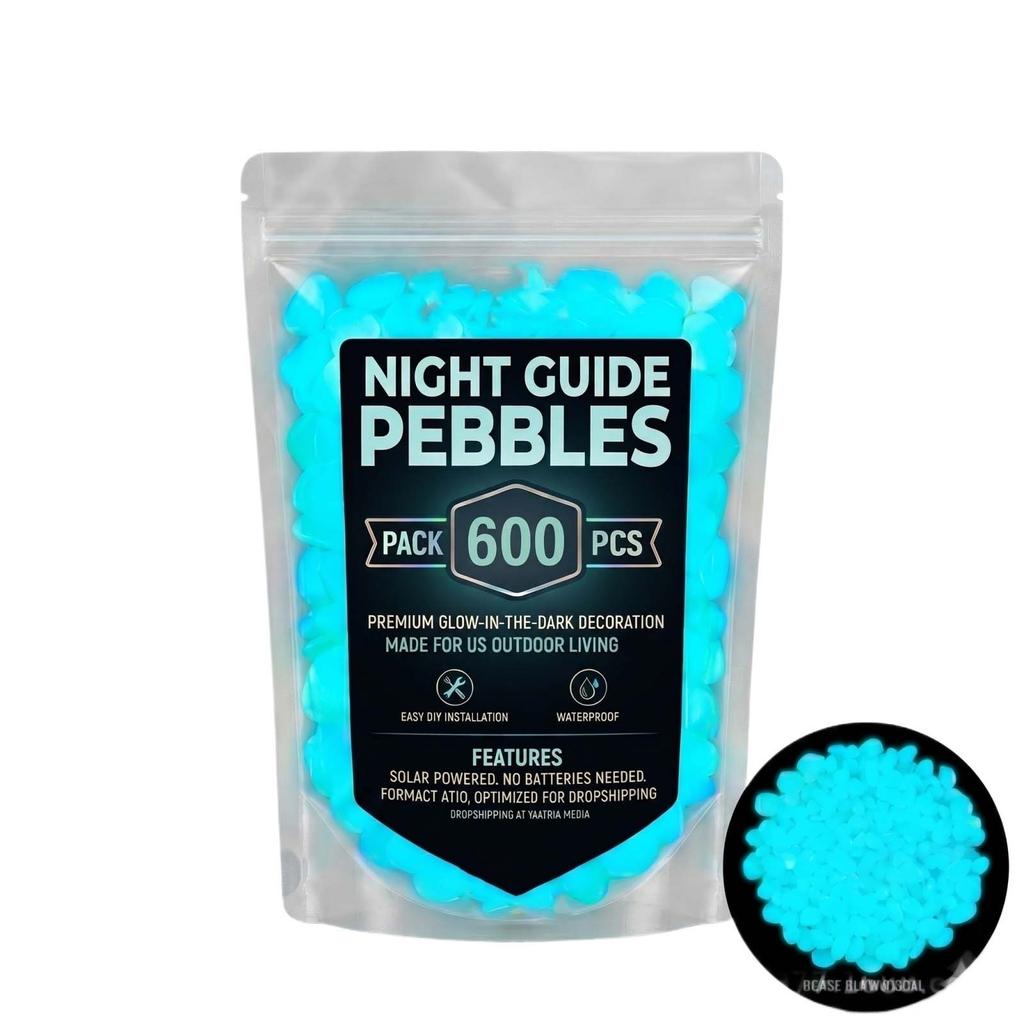 600-Piece Night Guide Colorful Garden — -in-the-Dark Pebbles, -Colored For Outdoor Decoration