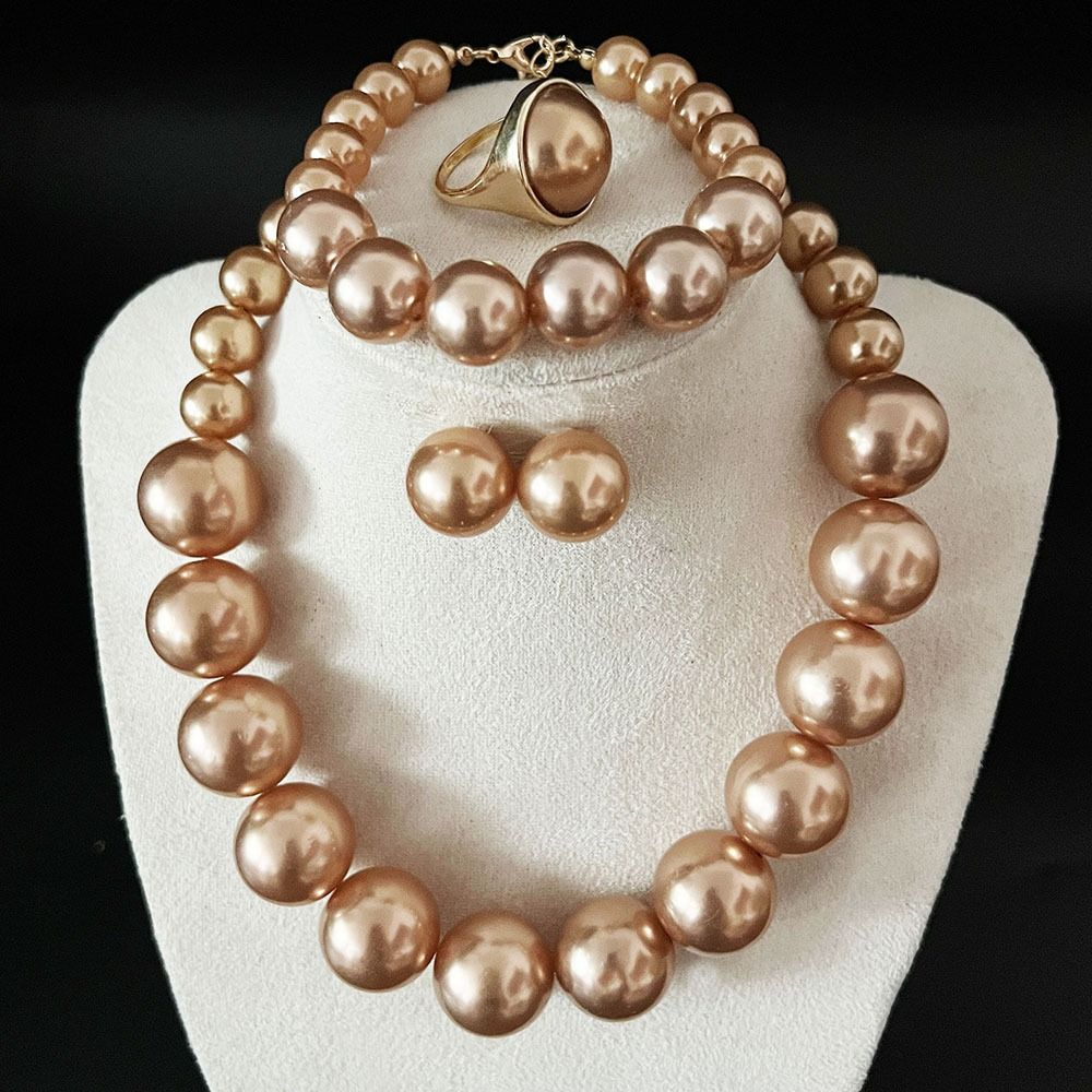 Vintage Style Imitation Pearl Jewelry Set Retro Elegant French Pearl Necklace Bridal