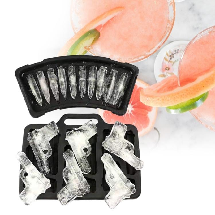 SiIicone Ice Cube Maker Handgun/Slug Shaped Ice Cube Moulds DIY Ice Tray