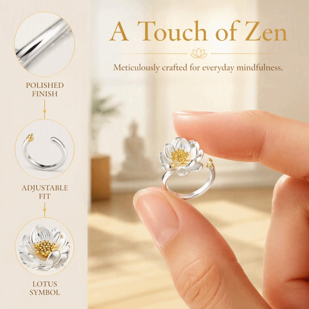 Adjustable Blessing Ring Open Size Fashion Ring New Chinese Style Lotus Flower Ring  Women