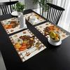 4pcs Placemats Thanksgiving Placemats - Autumn Turkey, Pumpkin Maple Leaf Design - Heat Resistant, Wipeable Polyester