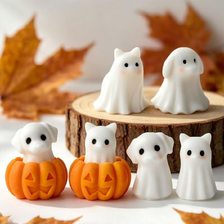 Easy Releases Silicone Mould for Halloweens Candle Pumpkin Specters Designs Crafting Supplies