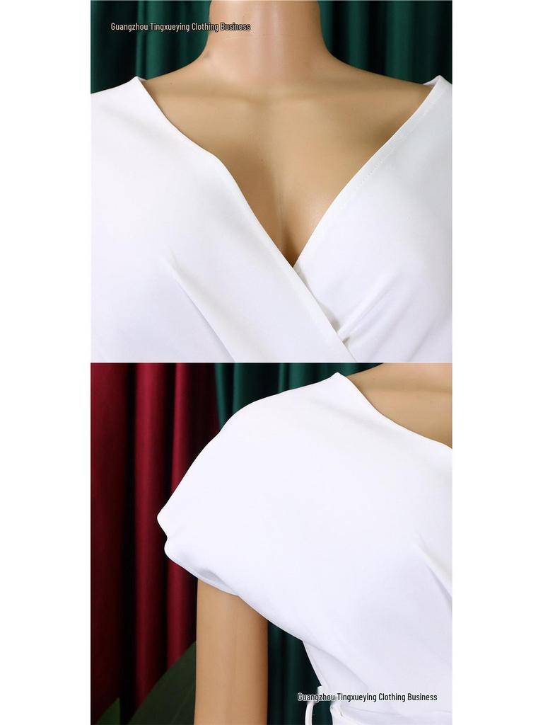 Módní šaty přes hranice pro ženy, velikost Plus Size, s výstřihem do V a zavazováním