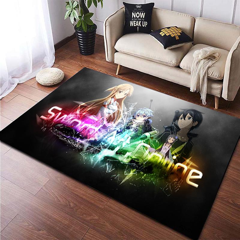 Hot Anime SAO Sword Art Online Modern House Living Room Floor Matte Bedroom Carpet Poster Mat Pattern Decorative Square Rug Gift