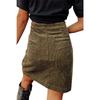 Women Button High Waist Corduroy Package Hip Skirt with Pocket