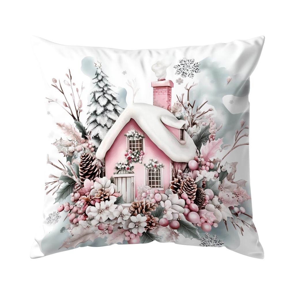 45X45Cm Countryside Christmas Theme Pillowcase Bedroom Cushion Cover 100% Polyester Living Room Cushion Pillowcase Home Decor