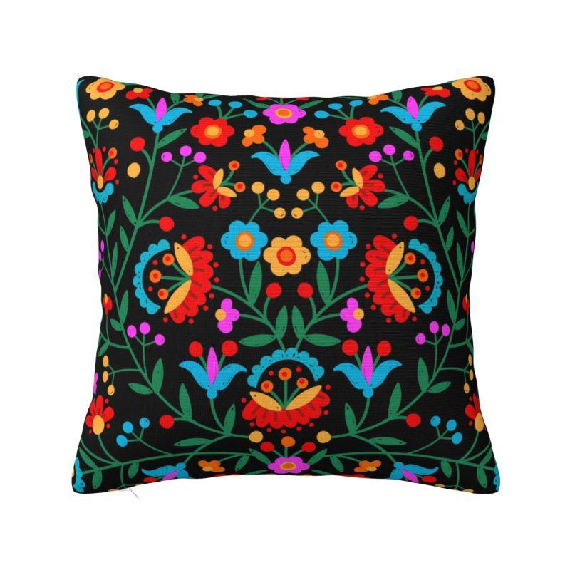 Colourful Floral Mexican Flowers Throw Pillow Case Home Decor Sofa Chair Cushion Cover Polyester Cozy Pillowcase Dakimakura