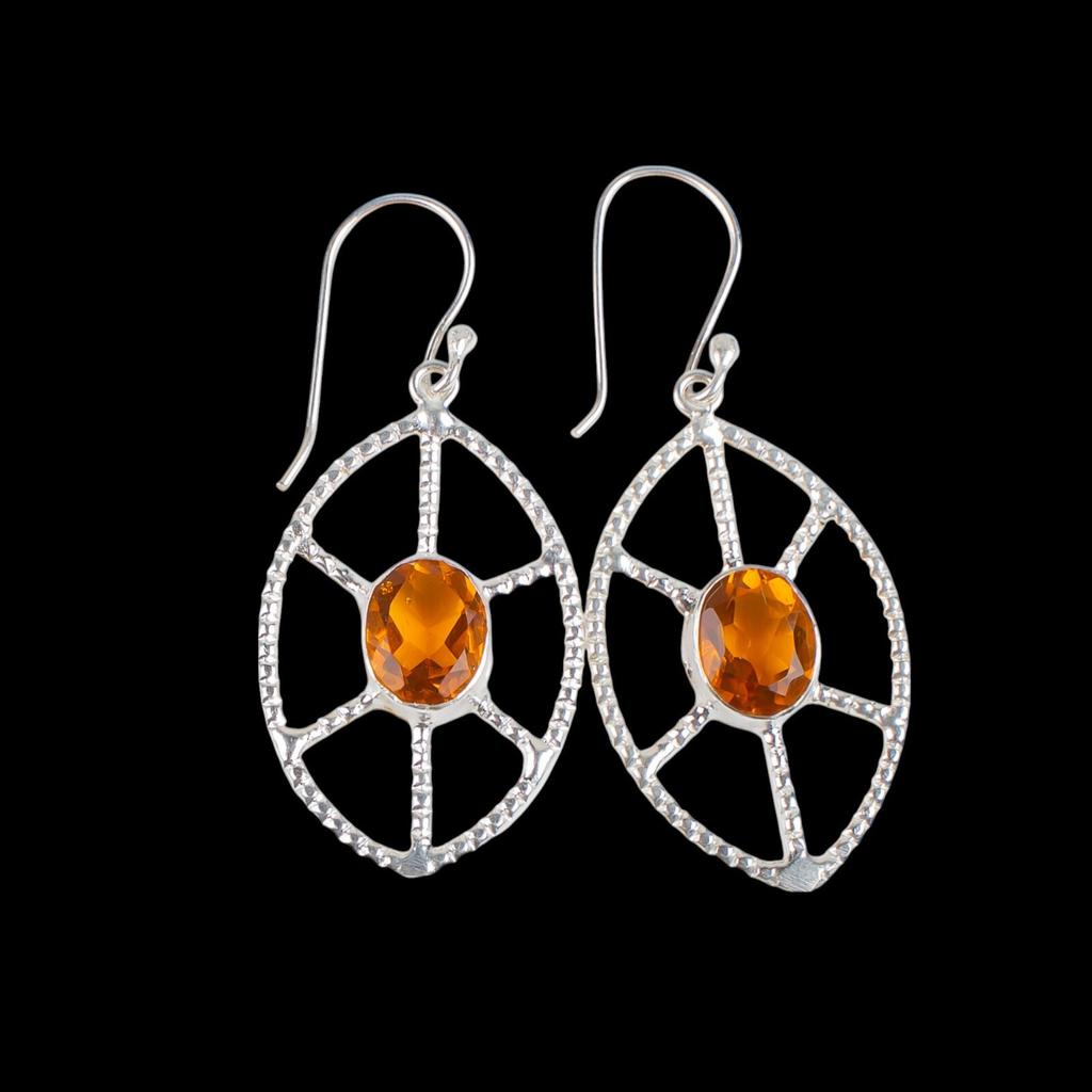 Citrine Gemstone 925 Sterling Silver Jewelry Handmade Drop/Dangle Earrings 2.00" EE-48-9