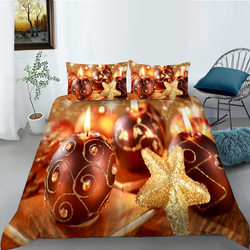 Weihnachtsgeschenk Serie Bettbezug Kissenbezug Zwei- oder Dreiteiliges Set Polyester Digitaldruck Feiertagsdekoration