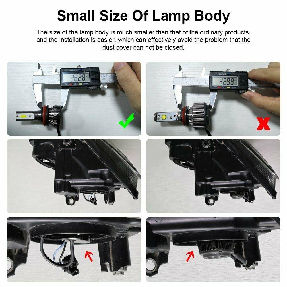 2Pcs H7 Car Light LED Headlight 200W 20000LM Hi/Low Beam Bulbs Kit 6000K Canbus Error Free Headlight Replacement Bulbs 7