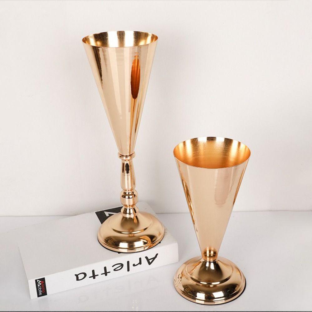 Fashion Iron Flower Vase Golden Exquisite Metal Vases European Candle Holder Home