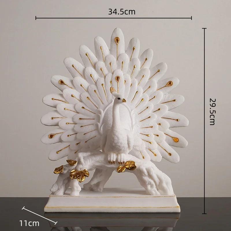 Ceramic Ornament Artificial Animal Sculpture Peacock Golden Bird Phoenix Decorative Figurines Home Decoration Accessories