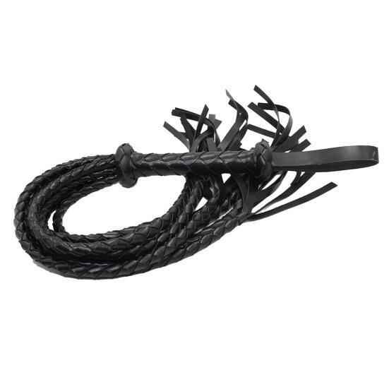 Faux Leather Horse Whip Two-Tone 8 Braiding Tails Whip Hangable Horse Training Whip Riding