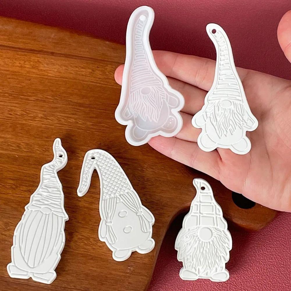 Hanging Tags Dwarf Keychain Pendant Mold DIY Santa Claus Mold Xmas Pendant Silicone Mold  Garden