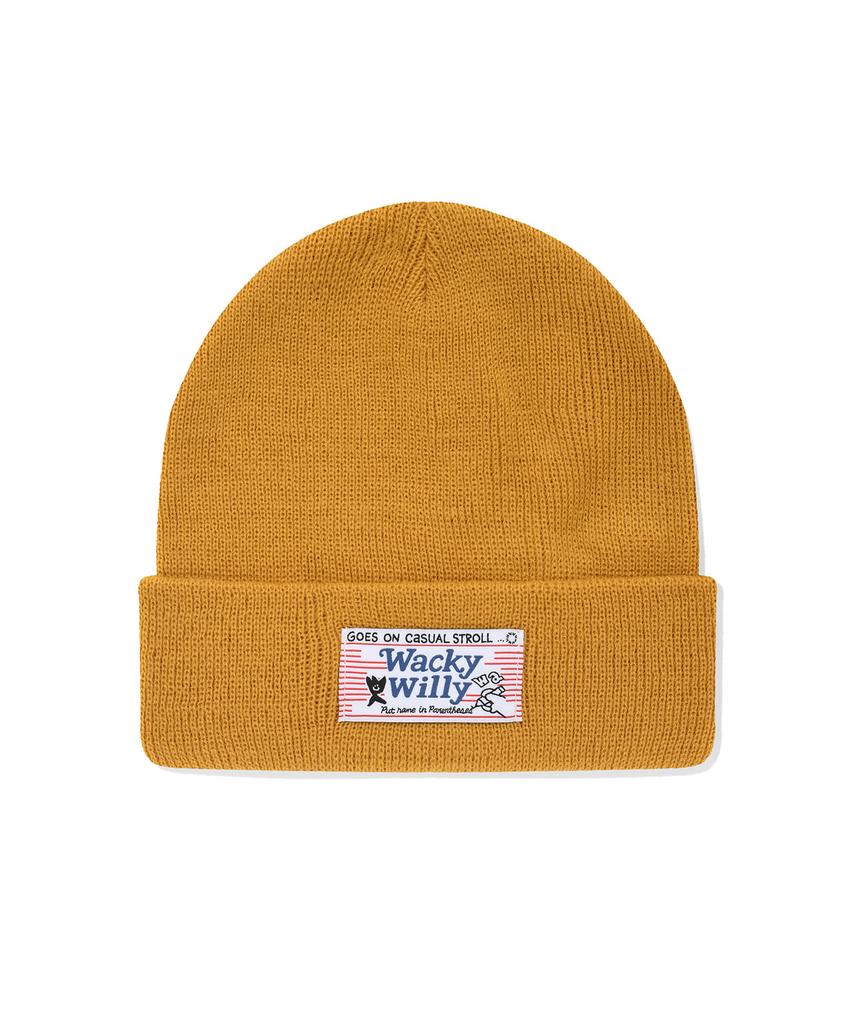 WACKY WILLY Label Beanie Mustard