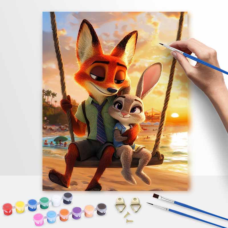 Disney Zootopia Nick and Judy Oil Painting Kit Wall Art Home Decor Gift
