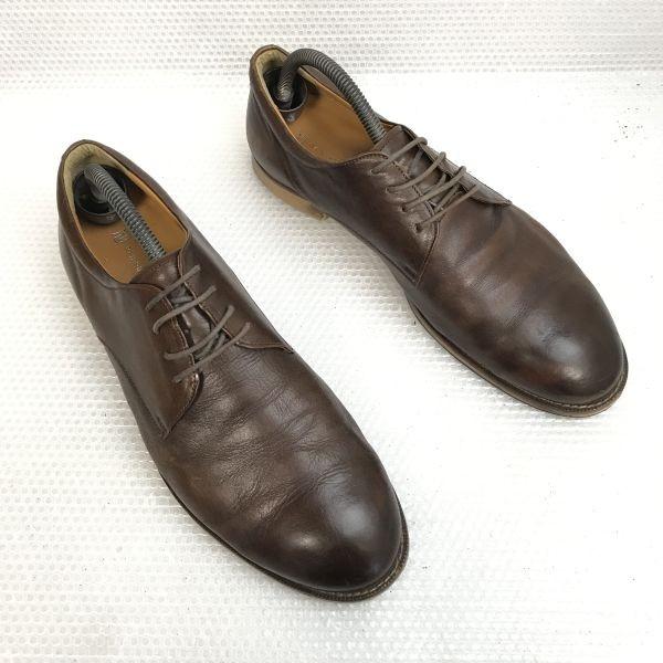 nano universe Plain Toe Leather Shoes Brown Size L (26.0-27.0cm) Made in Japan(USED)