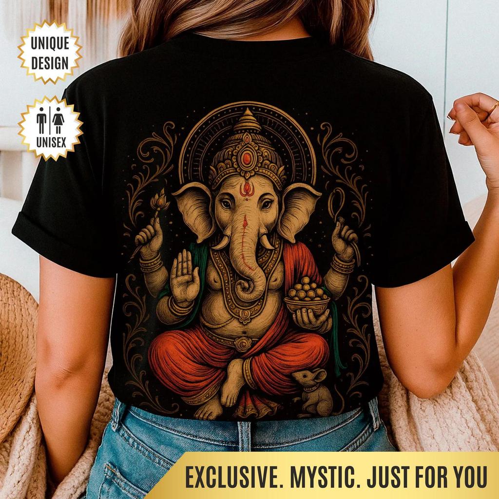 T-shirt Ganesha Dio Indù Regalo Spirituale | Maglietta Yoga | Regalo Arte Vedica | Maglietta Dio Elefante Indù | Maglietta Lord Ganesha | Maglietta Meditazione