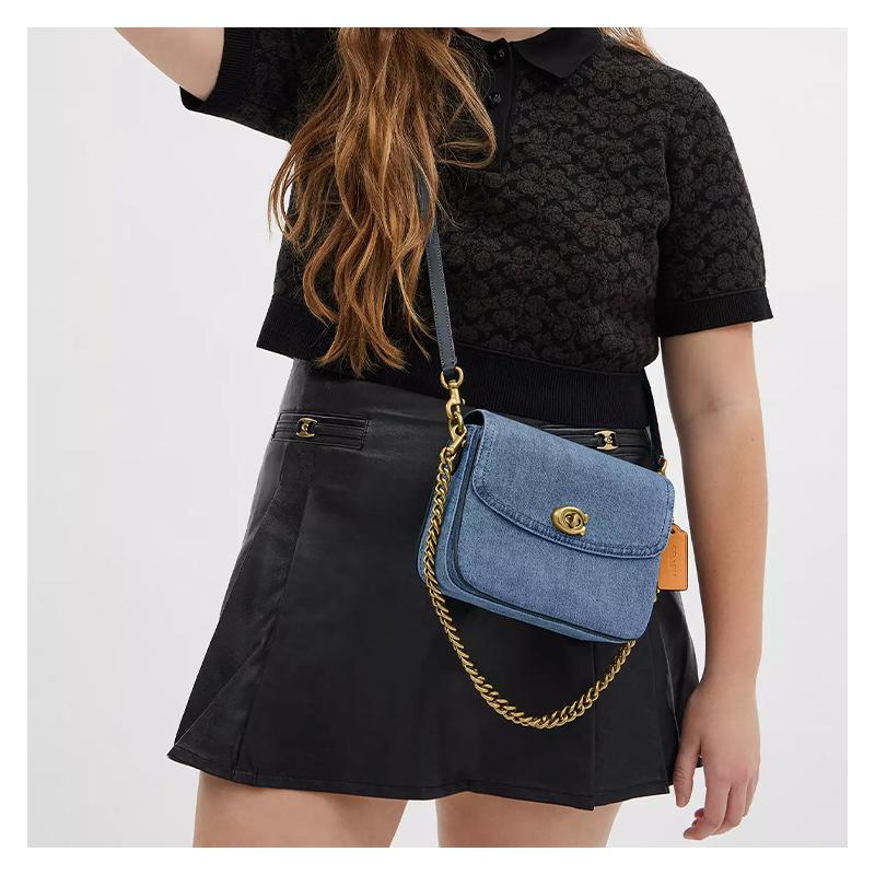COACH Cassie 19 Turnlock Closure Denim Shoulder Crossbody Bag Small Women's Indigo