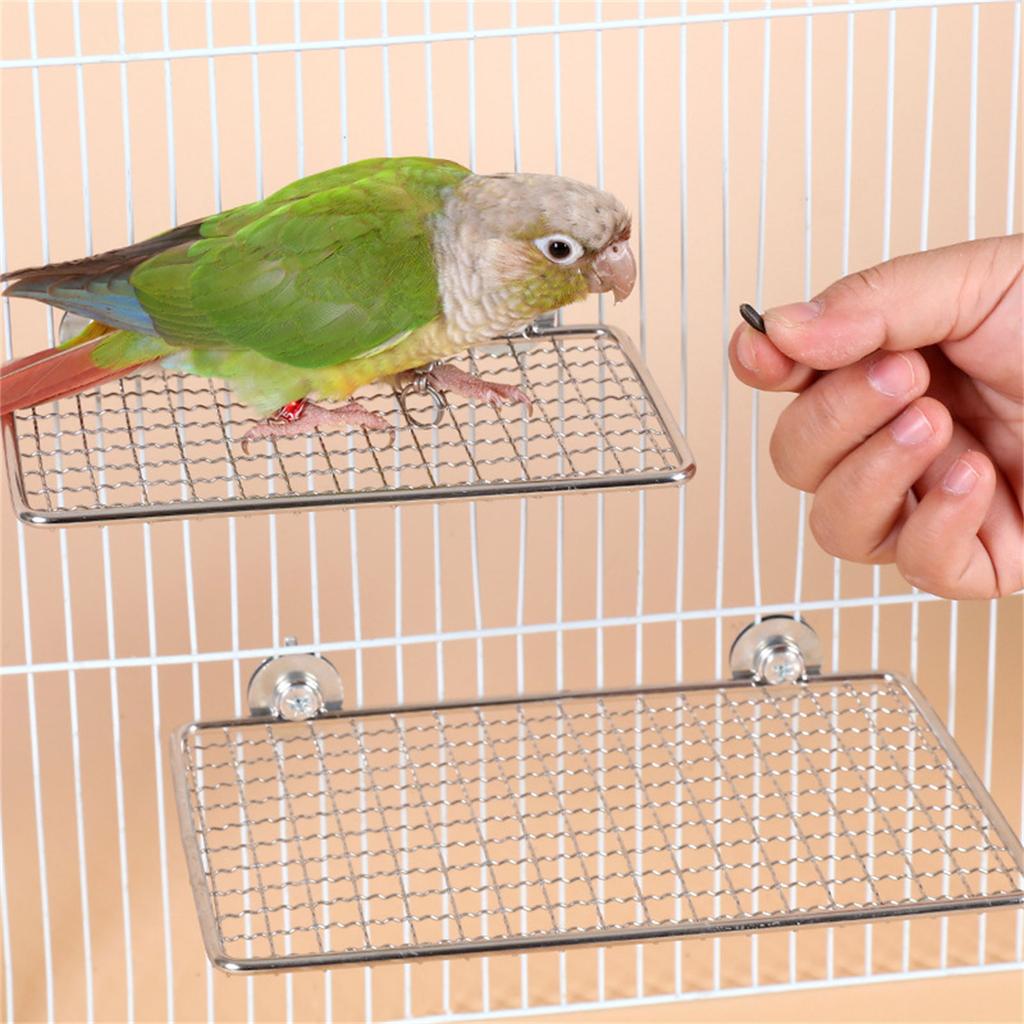 Plataforma de Perca para Pájaros de Acero Inoxidable Segura Estante para Descanso y Salto para Loros y Pájaros en Accesorios para Jaula