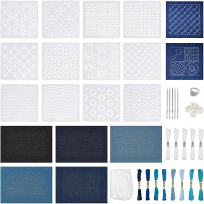 45-teiliges wiederverwendbares Sashiko-Stickvorlagen-Set für handgefertigte Sashiko-Stickereien, Patchwork-Schablonen für Anfänger