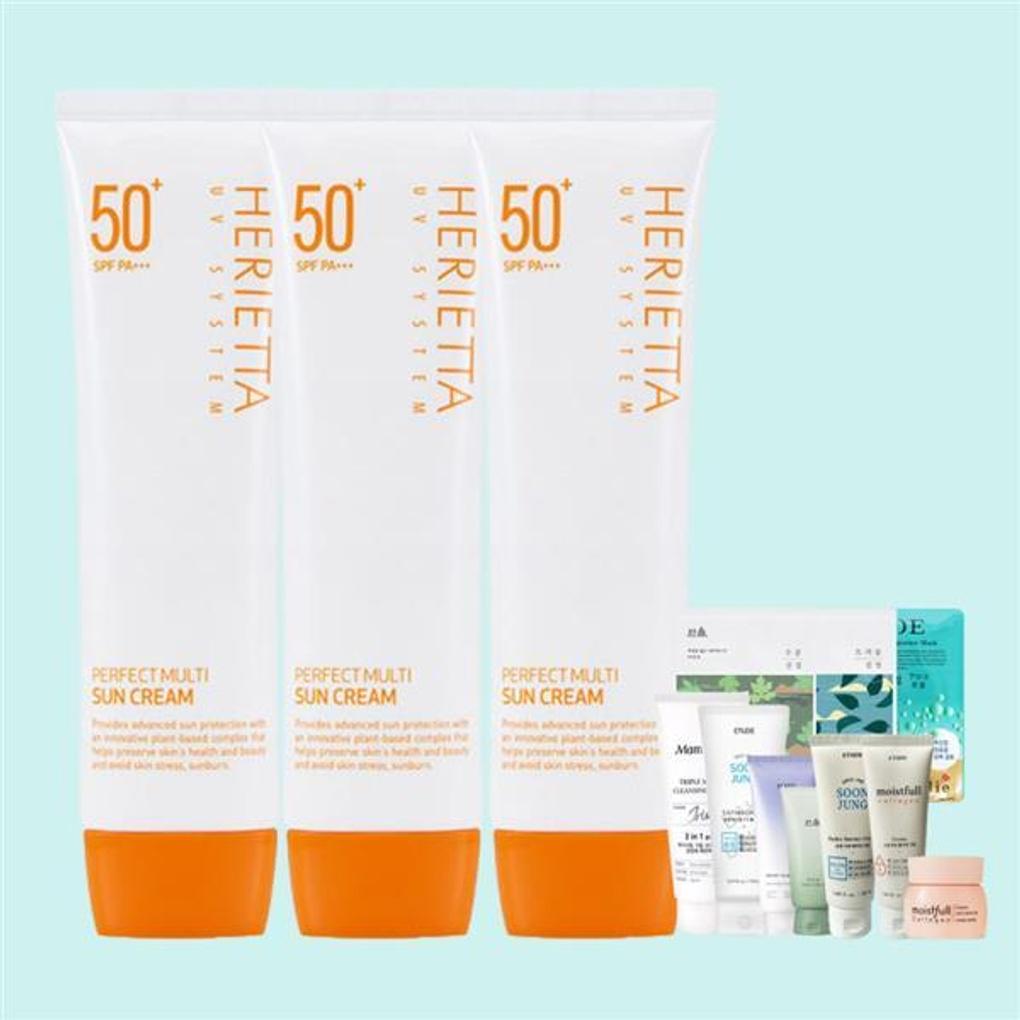 Welcos Herrietta Perfect Multi Sunscreen 90g x 3 50+++ Soft Skin Whitening Wrinkle Improvement + Random 1