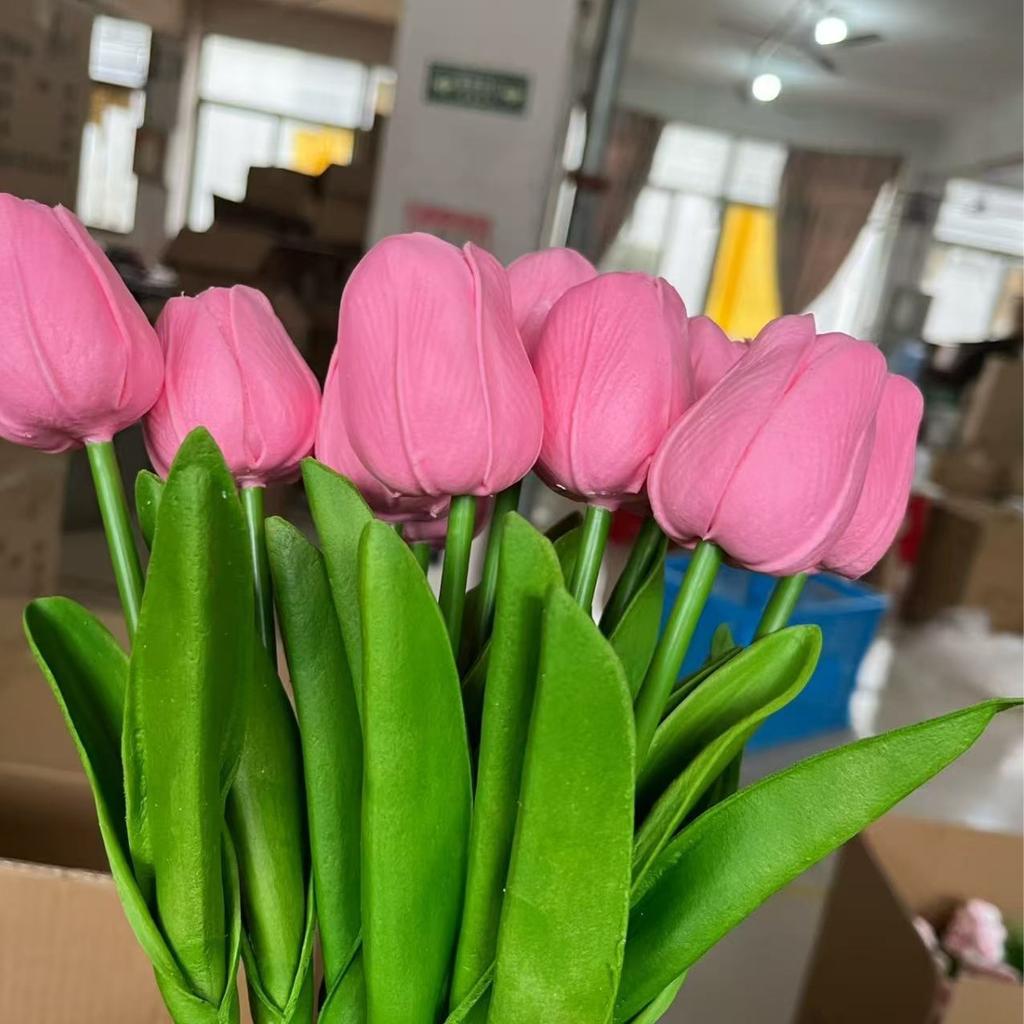 10Pcs Tulip Flowers Artificial Tulip Bouquet PE Foam Fake Flower for Wedding Ceremony Decor Home Garden Bouquet Decoration