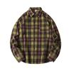 Autumn Men'S Abraded Thickened Plaid Long Sleeve Lapel Shirt Men'S Casual Loose Shirt