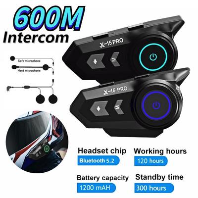 1/2PCS X15 Pro Intercome for Helmet Motorcycle Helmet Headset Bluetooth 5.2 EDR 3 Color Wireless Headphones Earphones IP67 Waterproof Roise Reduction