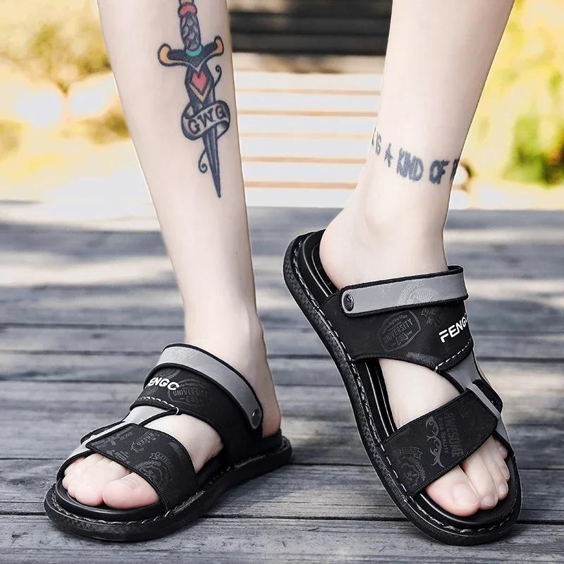 Leisure Beach Holiday Slippers Men Sandals Summer Male Shoes 2024 New Outdoor Sneakers Male Retro Comfortable Casual Sandal Mens