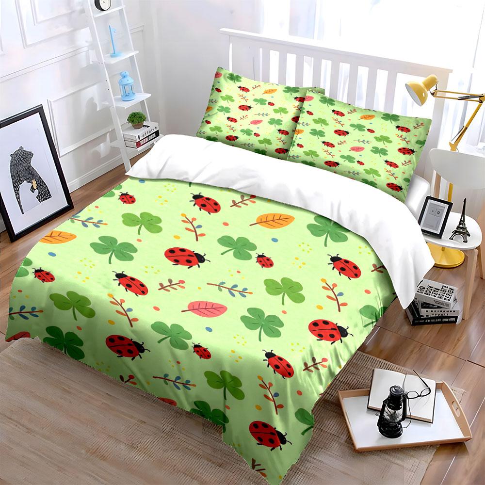 Ladybugs, Clovers, and Leaves. Bedding Sets Duvet Cover Sets Duvet Covers Pillowcases(1 * Duvet Cover 2 * Pillowcases Without Duvet Insert)
