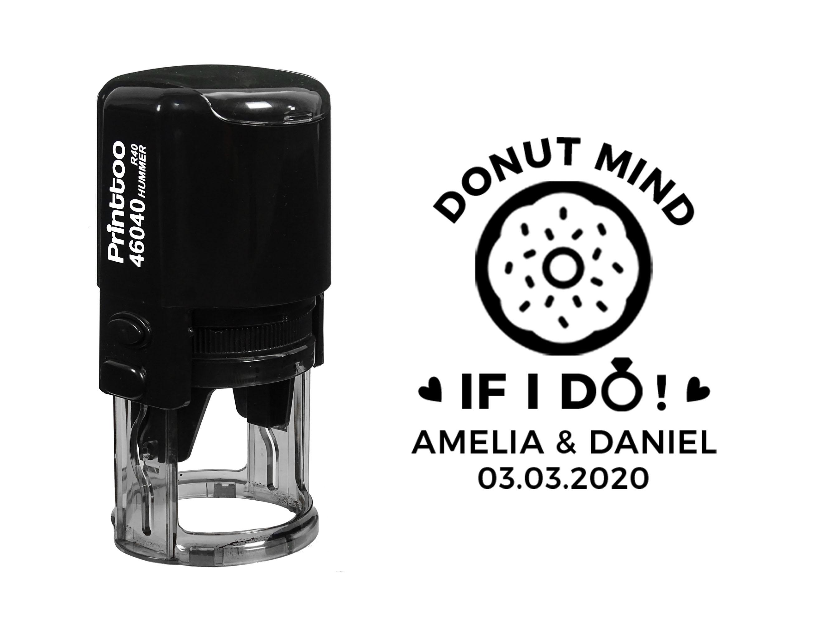 

Printtoo Roound PersonalizedA Black Self Inking Wedding Favor Stamp Custom Donut Mind If I Do RubberA Stamper-40 40 mm Diameter чёрный