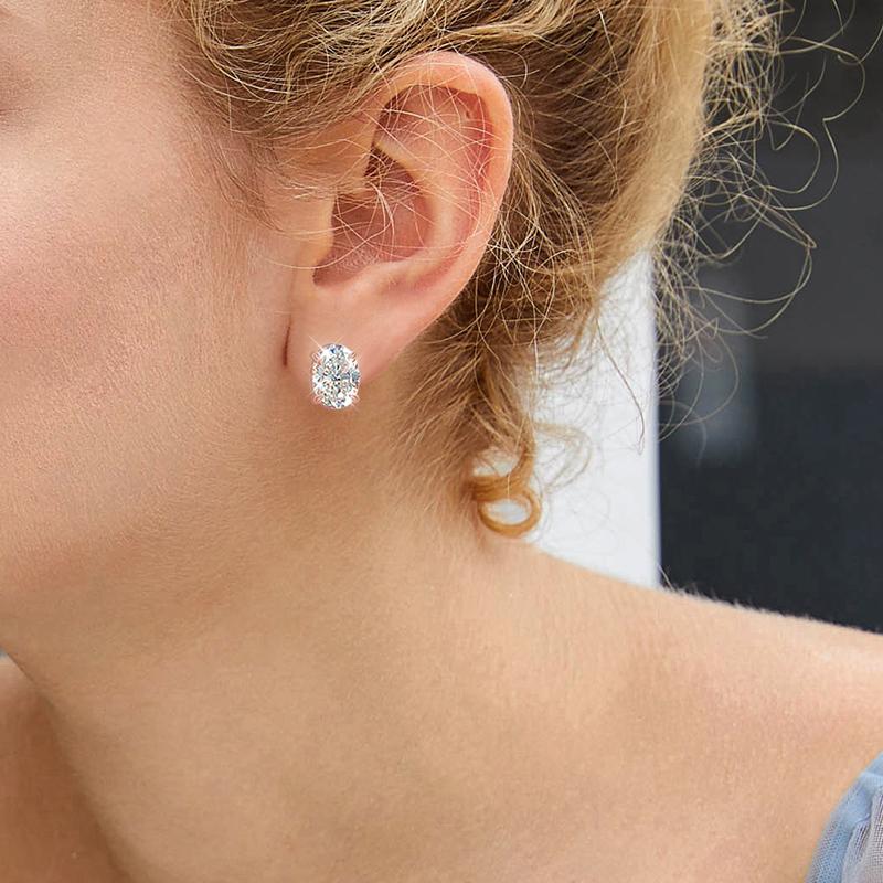 Smyoue Roségold 1-4 Karat Oval geschliffene Moissanit Steckohrringe für Damen Mädchen Schmuck Labor Diamant Klassischer Ohrring Reines S925 Silber