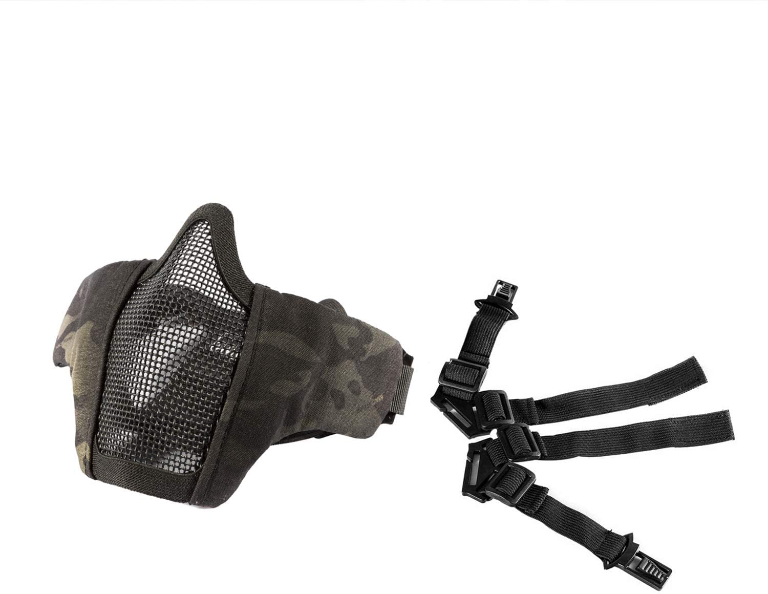 

OneTigris Mesh Face Guard Half Face for Survival Game Equipment and Cosplay Anti-Fog (Black Camouflage)